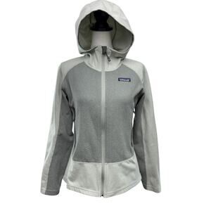 Patagonia Emmilen Fleece Jacket Women’s Size XS Two Tone Gray Zip Front Hooded